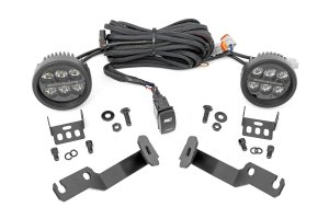 Toyota Tacoma LED Light Kit - Ditch Mount - Rough Country - Black Series Round, 3.5 Inch, Amber DRL - Black - '05-'15